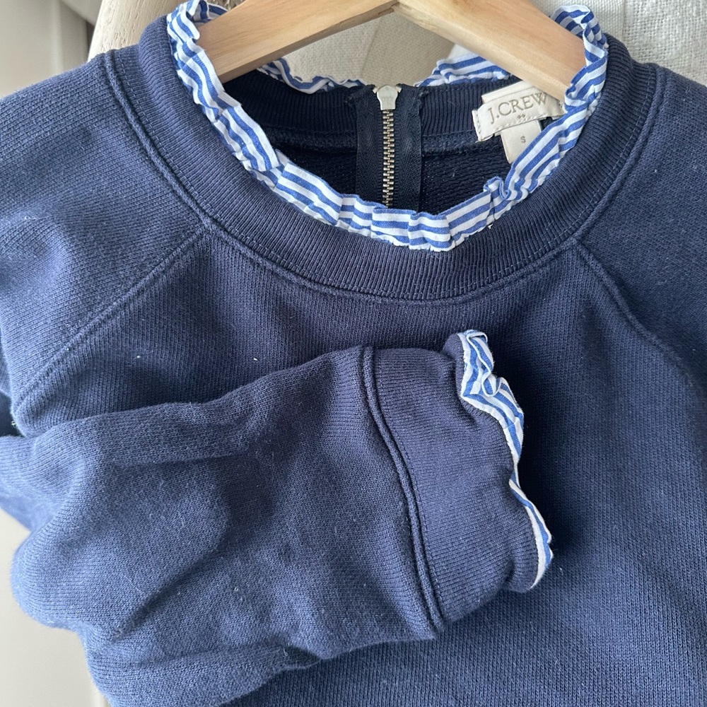 J. Crew Blue Sweatshirt with Ruffles - Picture 2 of 5